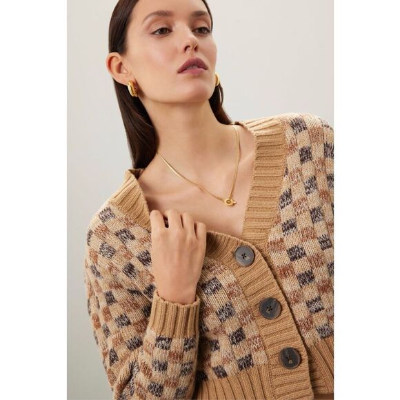 Rebecca Taylor NYC Cropped Checkerboard Cardigan size M - Picture 5 of 11